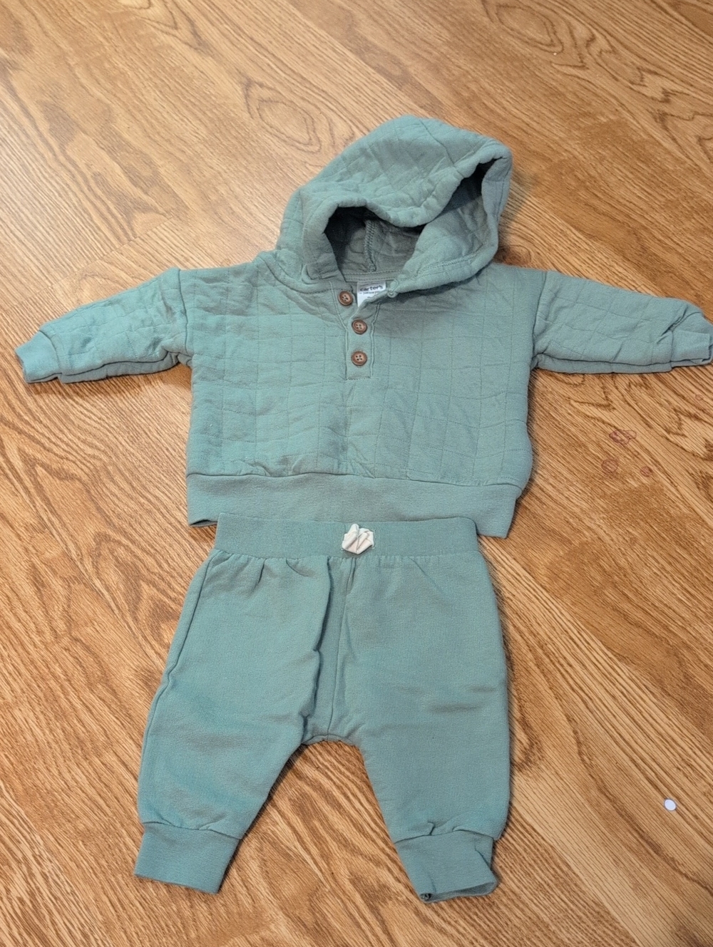 NWOT Carter's Just One You Quilted Hooded Baby Set in Sage Green Girl Boy